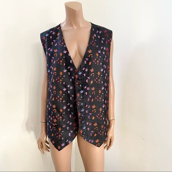 Favourbrook London Black Printed Silk Vest XL - Picture 7 of 11
